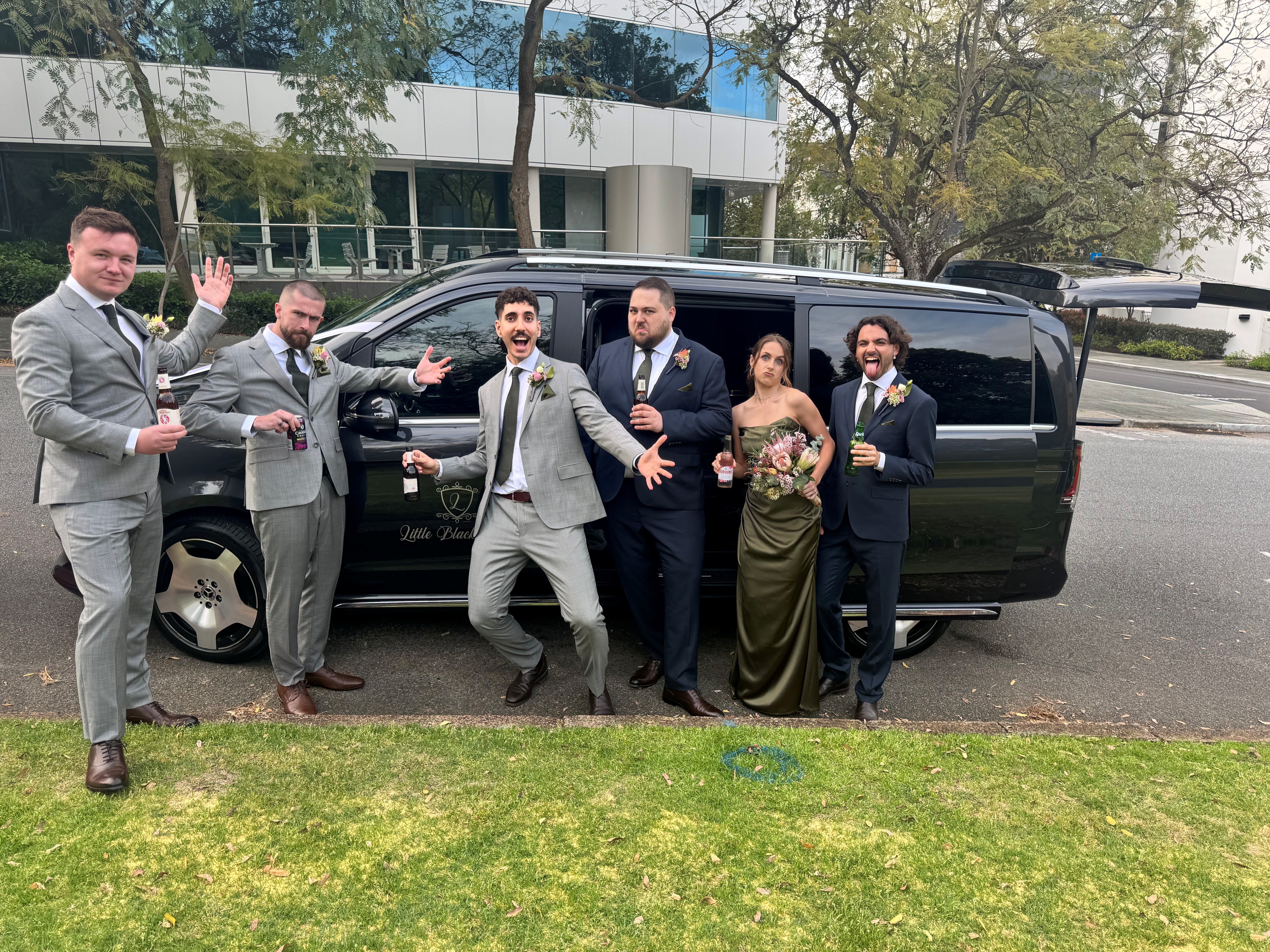 Limo van outside a theatre event